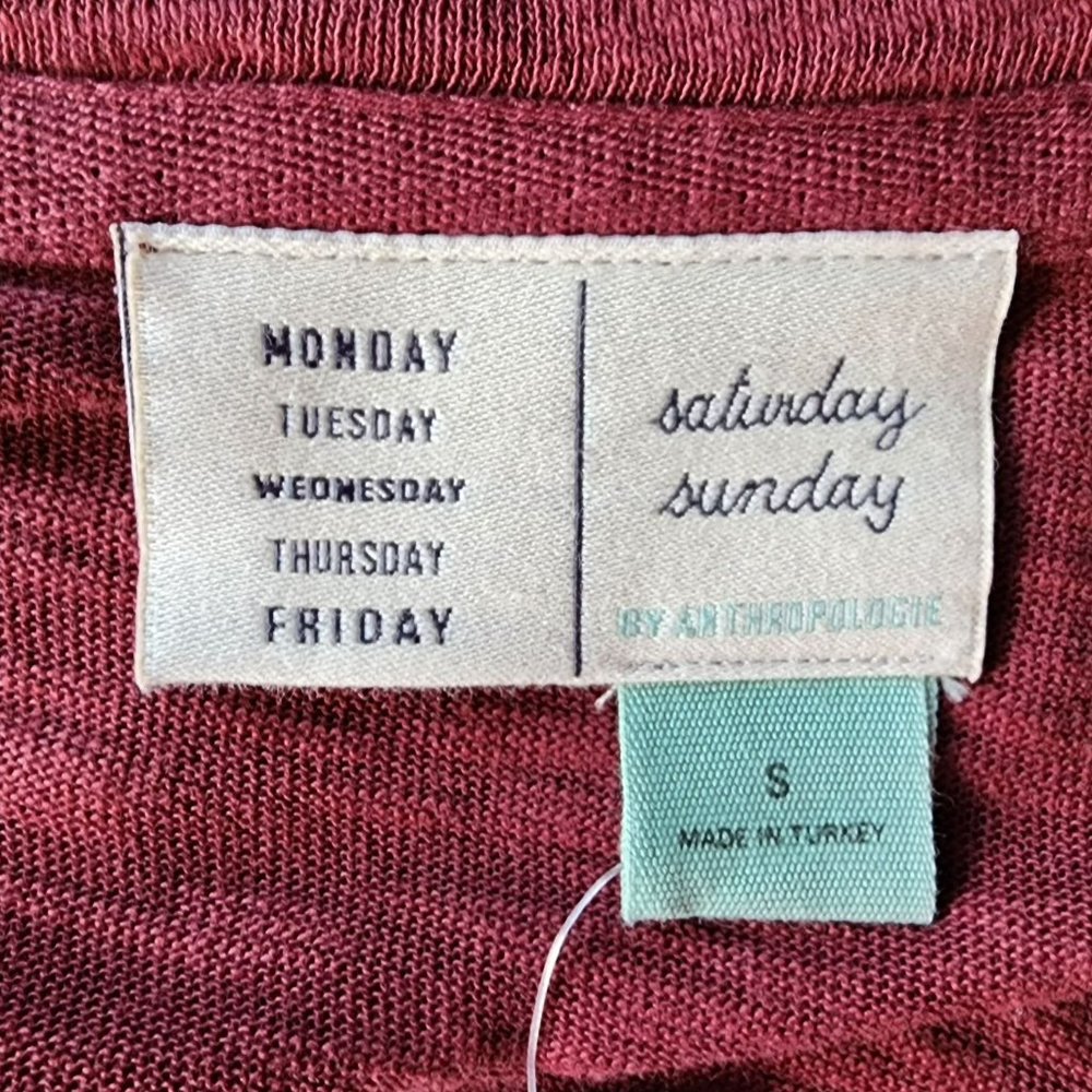 Anthropologie Saturday Sunday Plum Maroon Batwing Distressed Top Small - Picture 6 of 9